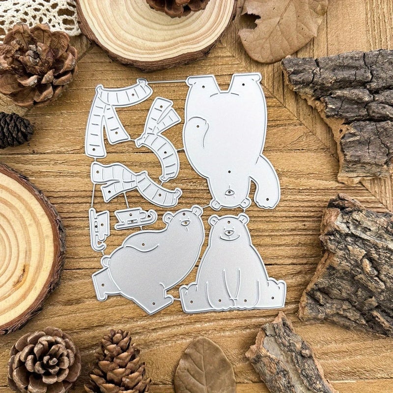 Lapoo Festivals Metal Cutting Die for Scrapbooking - Christmas Cut Stencils for DIY Scrapbook Photo Album Decorative Paper Card, Card Making Supplies, Embossing (Three Polar Bears 4.9 x 4 in) - Image 4